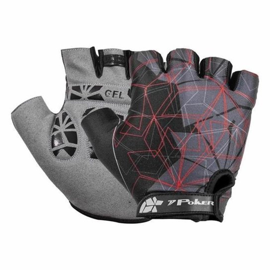 Luva Poker Antishock Gel Wild - Preto+Vermelho Menor preço em Luva Poker Antishock Gel Wild - Preto+Vermelho