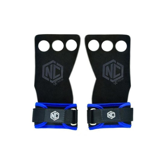 Luvas Grip Crossfit Pull Up Couro Protetor Palmar 3 Furos Nc - Azul Menor preço em Luvas Grip Crossfit Pull Up Couro Protetor Palmar 3 Furos Nc - Azul