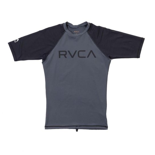 Lycra Rashguard RVCA Manga Curta Solid SS - Cinza+Preto