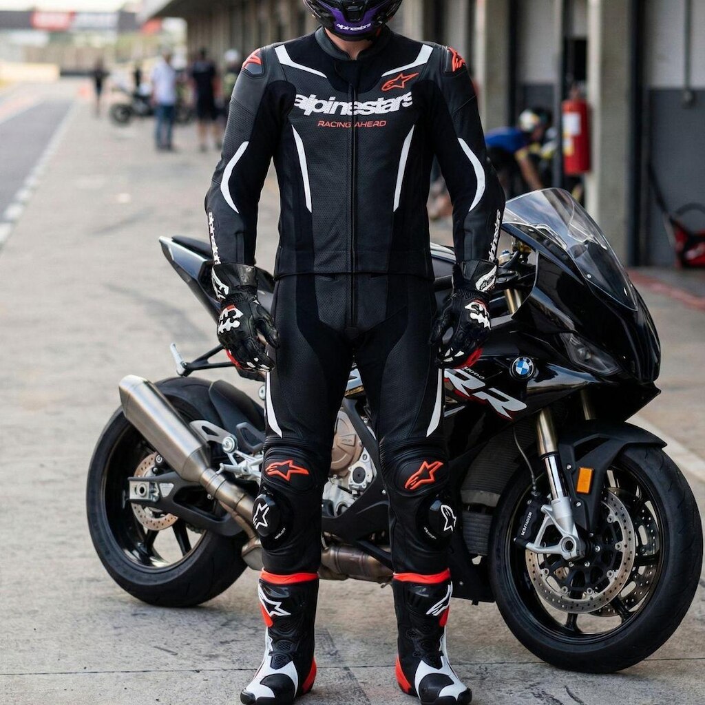 Macacão Alpinestars GP Force V2 Preto Branco Vermelho 2 Pçs