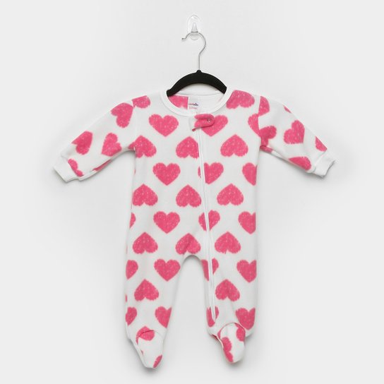 Macacão Bebê Candy Kids Pijama Soft Pé Zíper - Branco Menor preço em Macacão Bebê Candy Kids Pijama Soft Pé Zíper - Branco