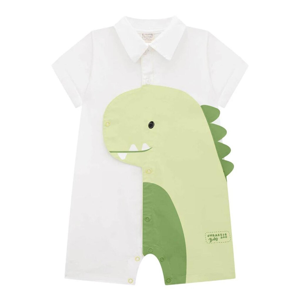 Macacão Bebê em Sarja Daryl com Elastano Dinossauro Luc.Boo