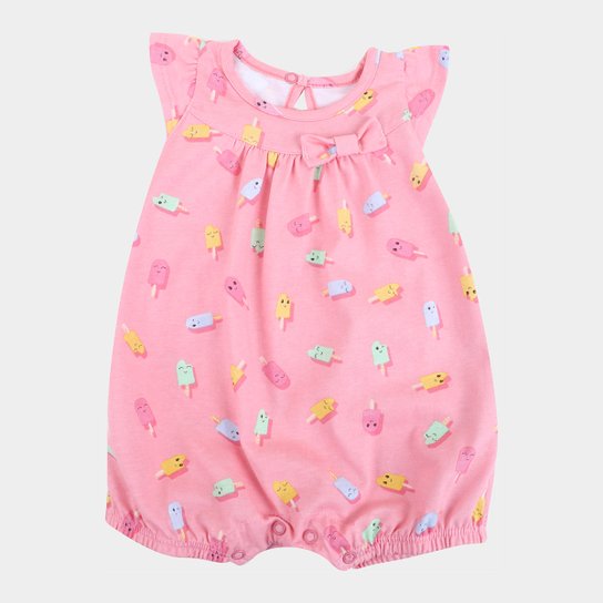 Macacão Bebê Fakini Banho de Sol Estampado Feminino - Rosa Menor preço em Macacão Bebê Fakini Banho de Sol Estampado Feminino - Rosa