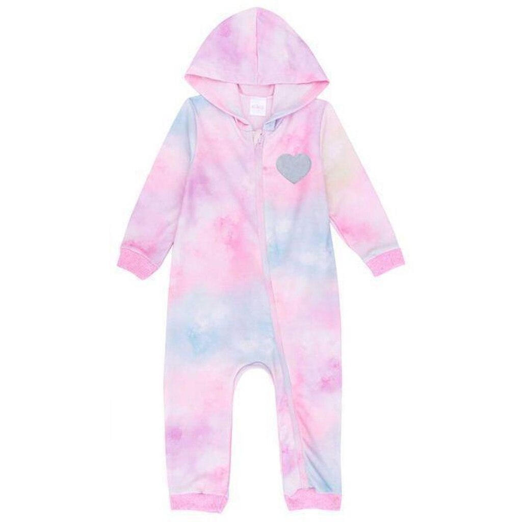 Macacão Bebê Longo Menina Tie Dye c/ Capuz kukiê