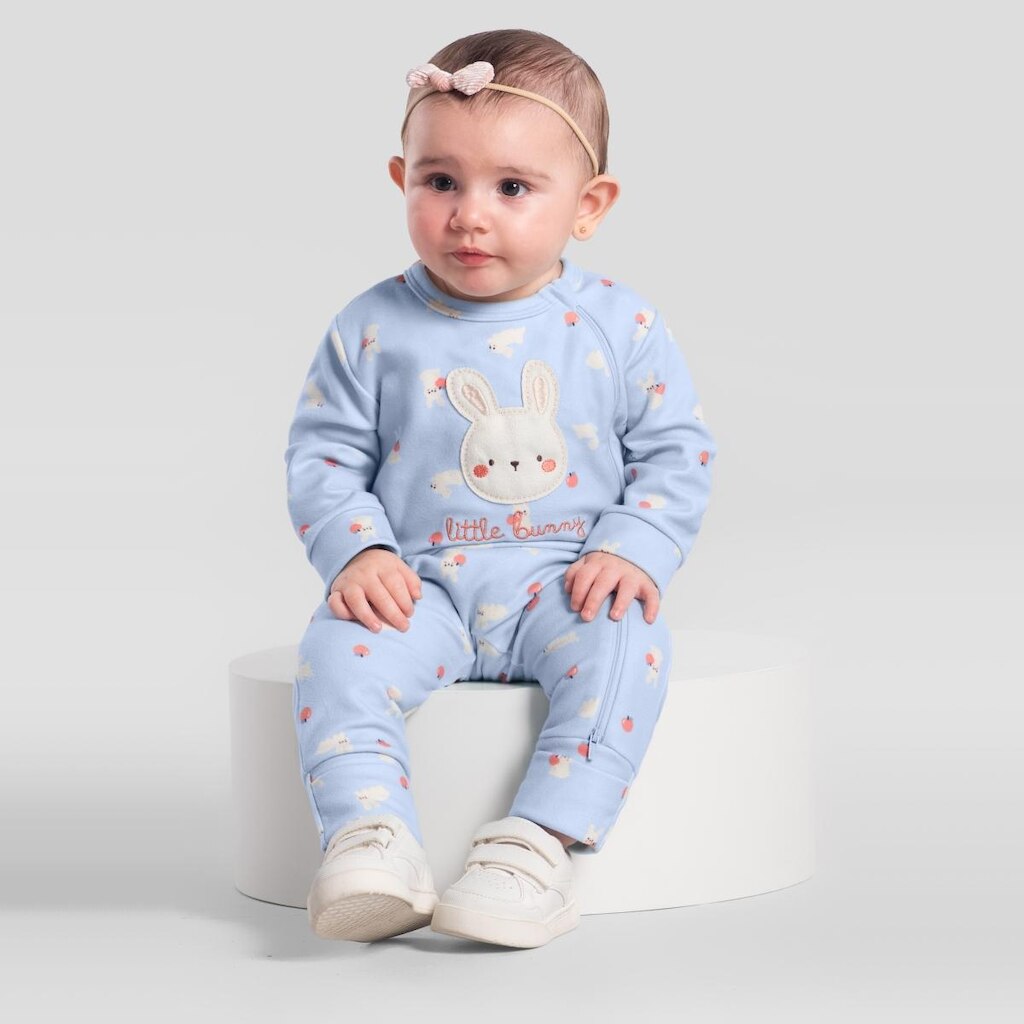 Macacão bebê menina de coelhinho Brandili Baby