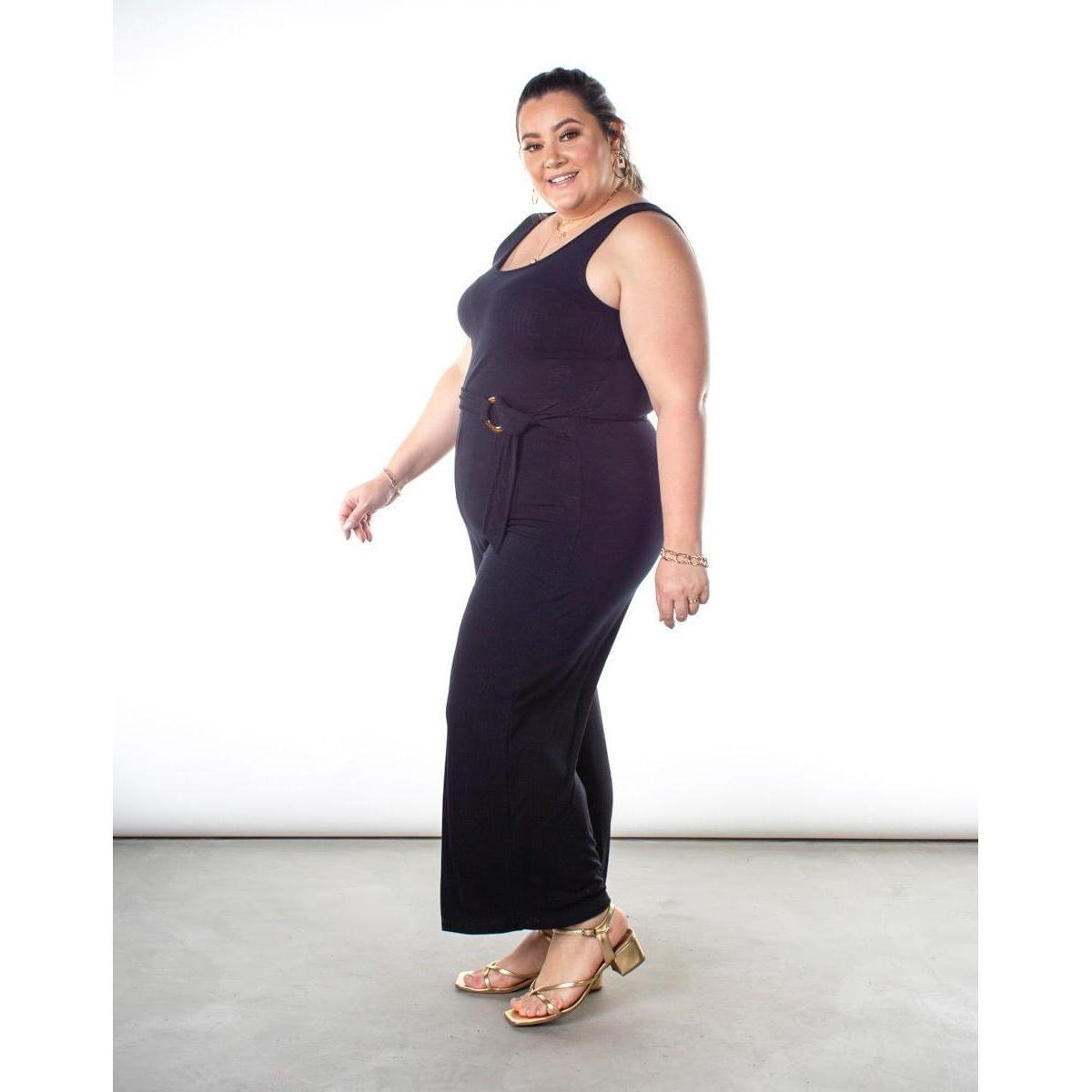 Macacão Besni Pantalona Plus Size Feminino Preto Netshoes