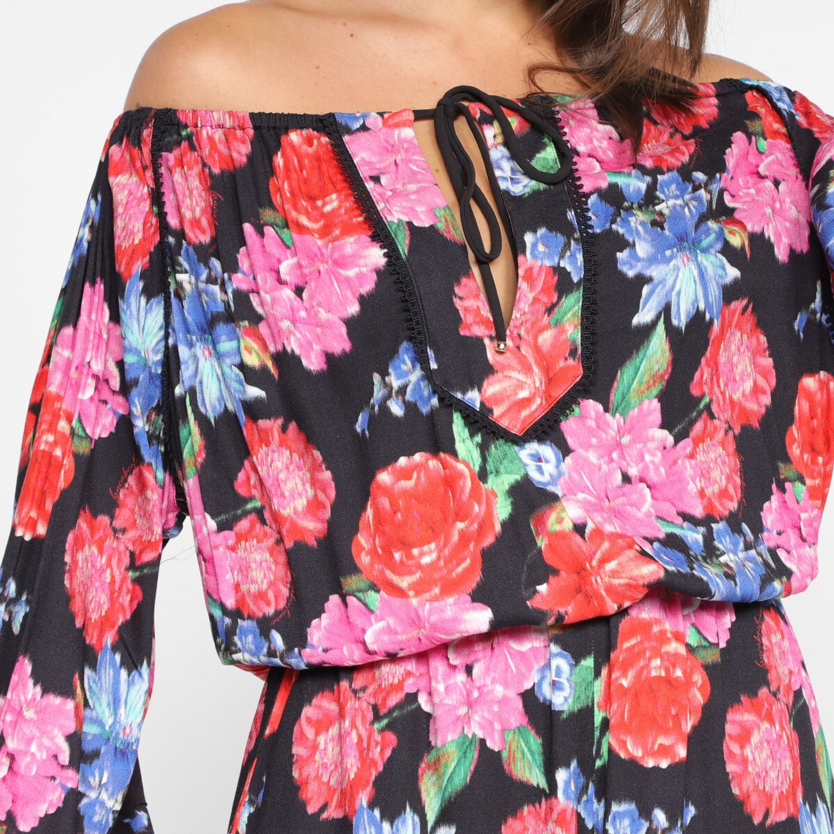 Macacão Curto Lança Perfume Floral Manga Longa Feminino - 2