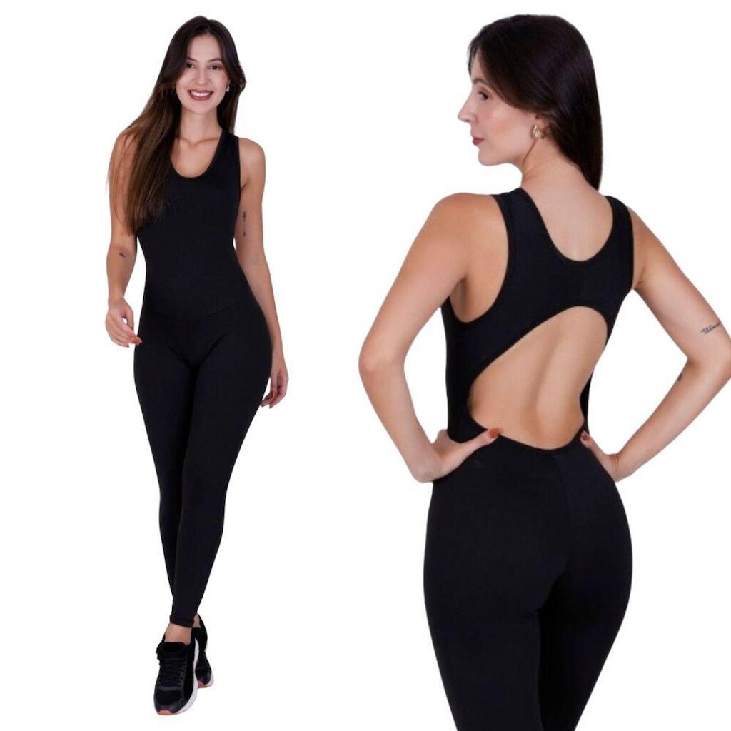 Macacao de Academia Fitness Liso Solange
