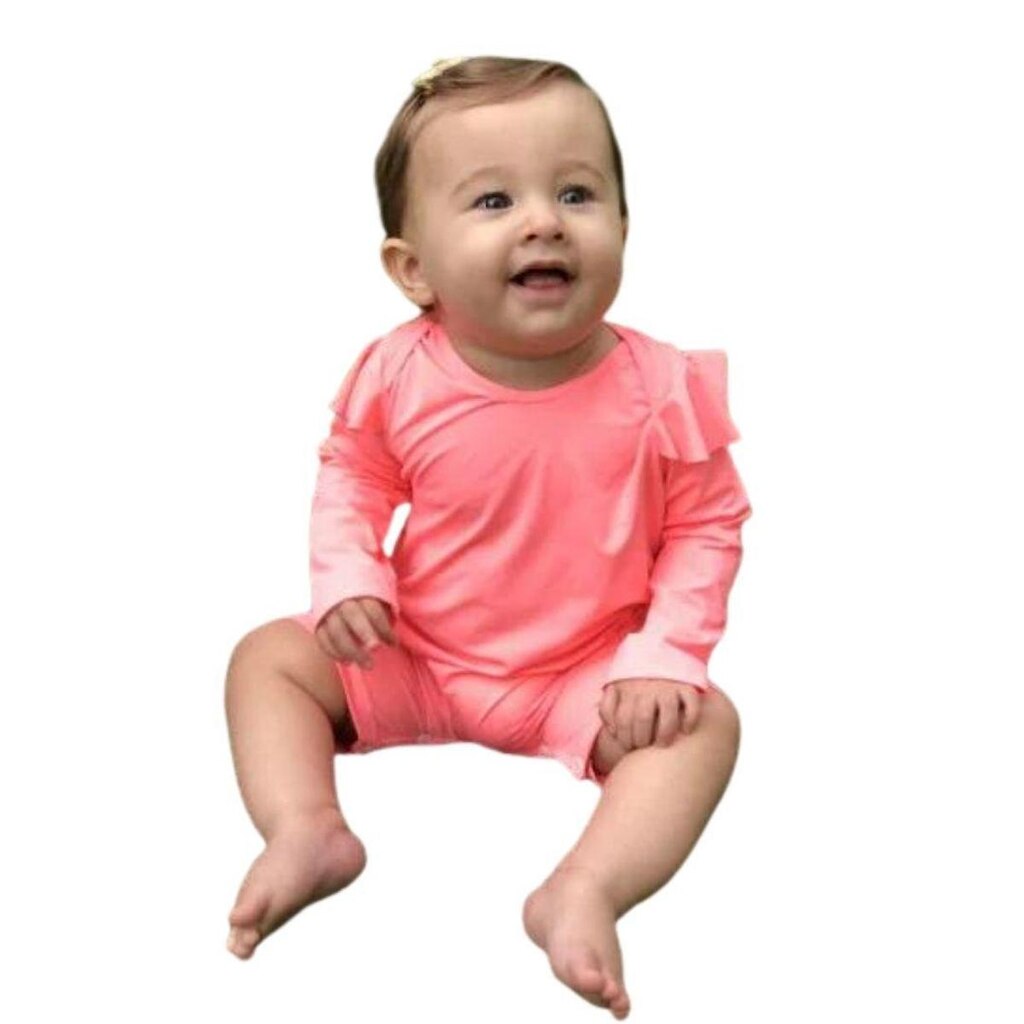 Macacão de Bebê com Proteção UV Liz - Salmão Neon