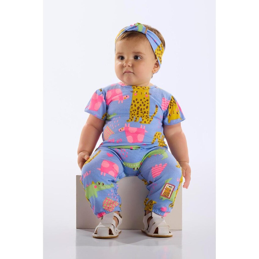 Macacão e Laço em Cotton para Bebê Up Baby