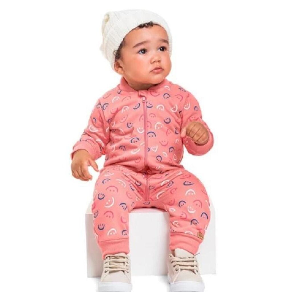 Macacão em Moletom Estampado Bebê Menina Kely Kety