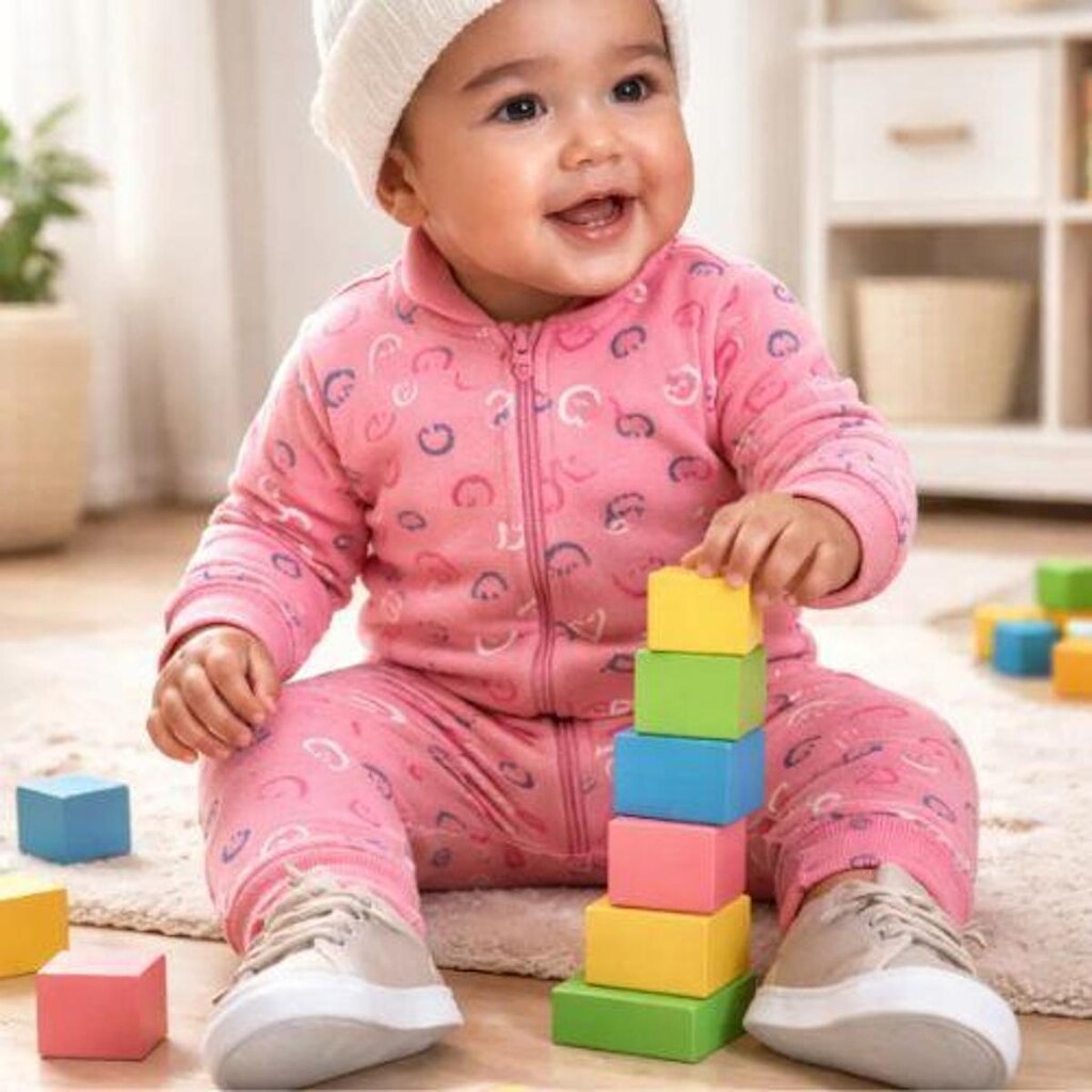 Macacão em Moletom Estampado Bebê Menina Kely Kety