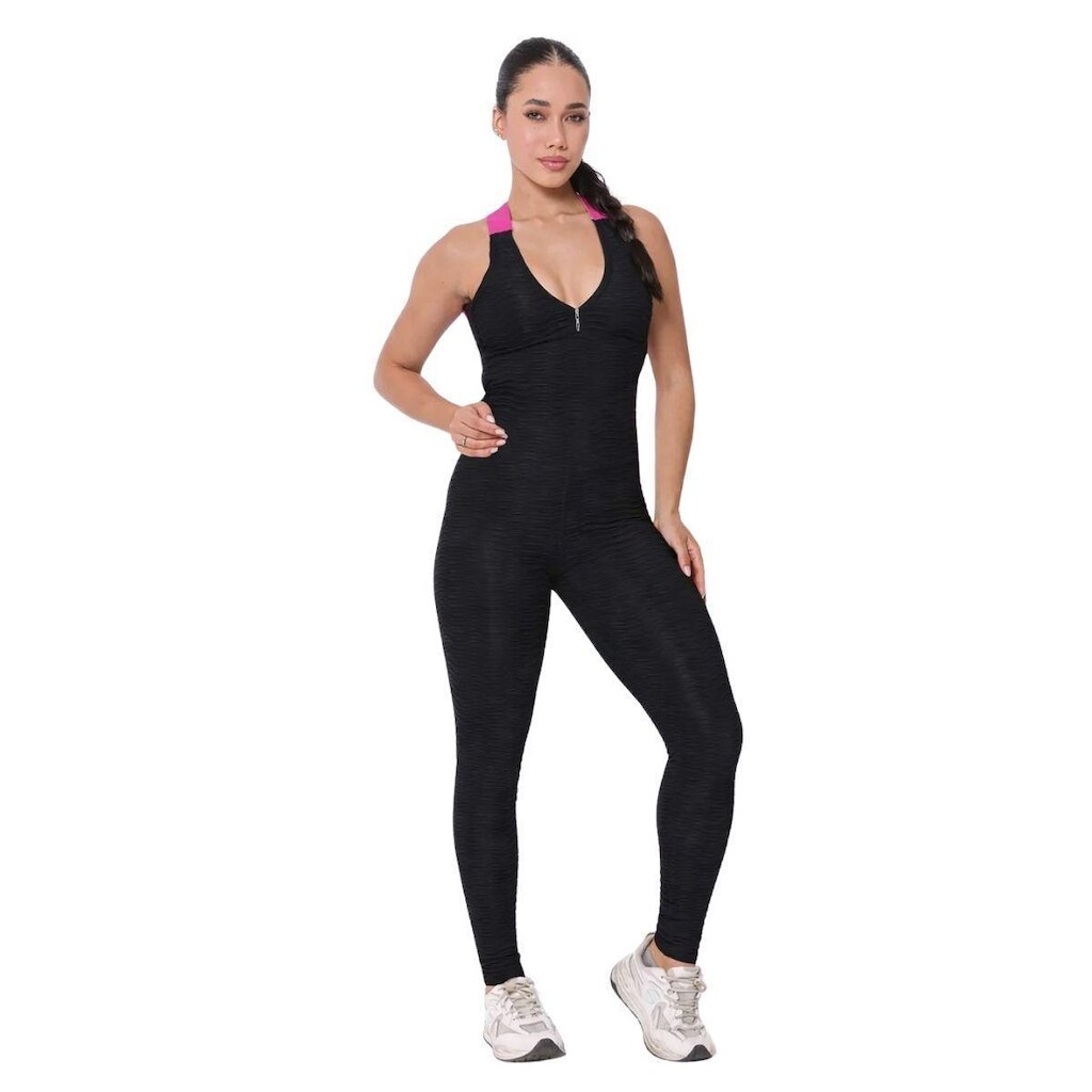 Macacão Feminino Elástico Cancelado de Alta Compressão Fit