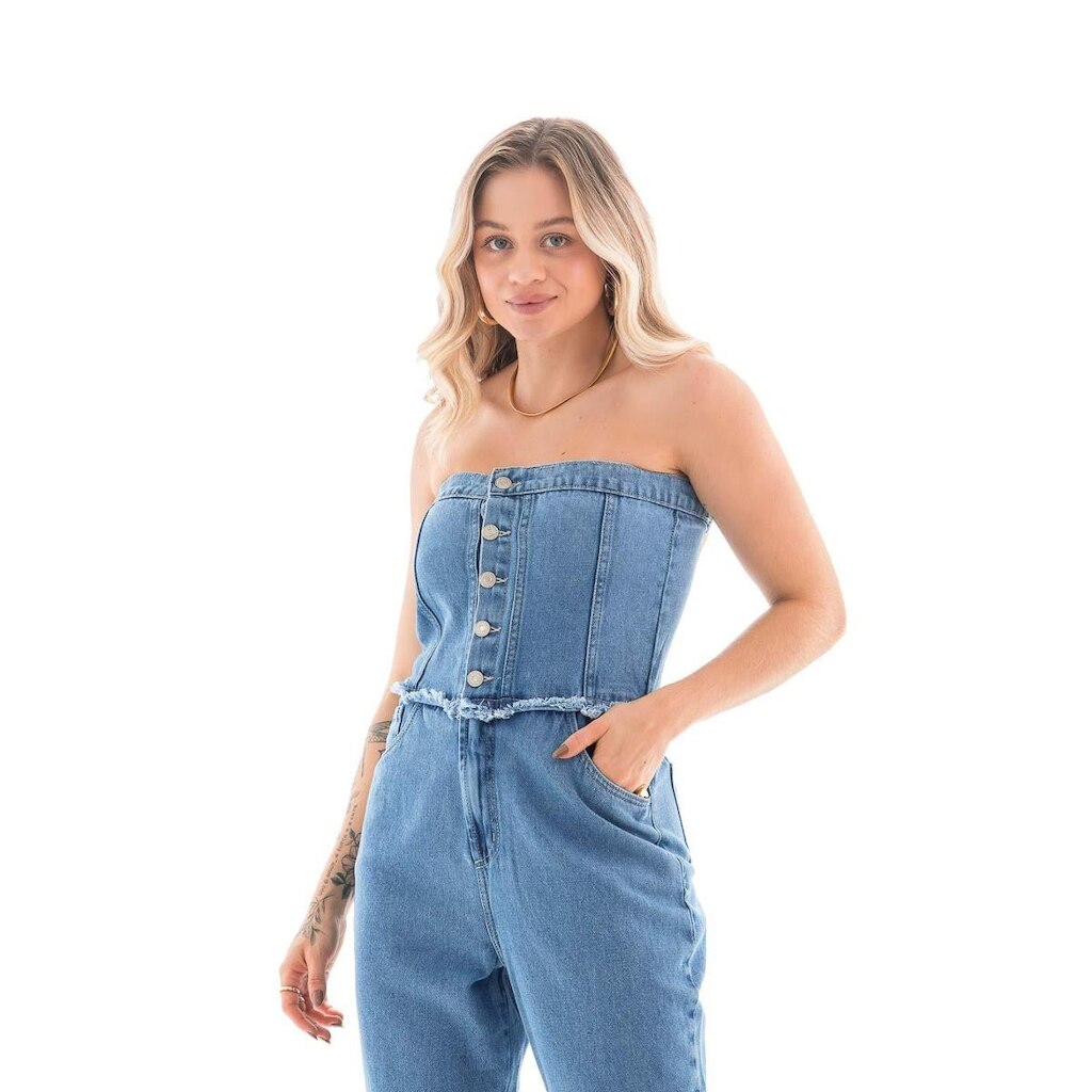 Macacão Jeans Feminino Arauto Mom