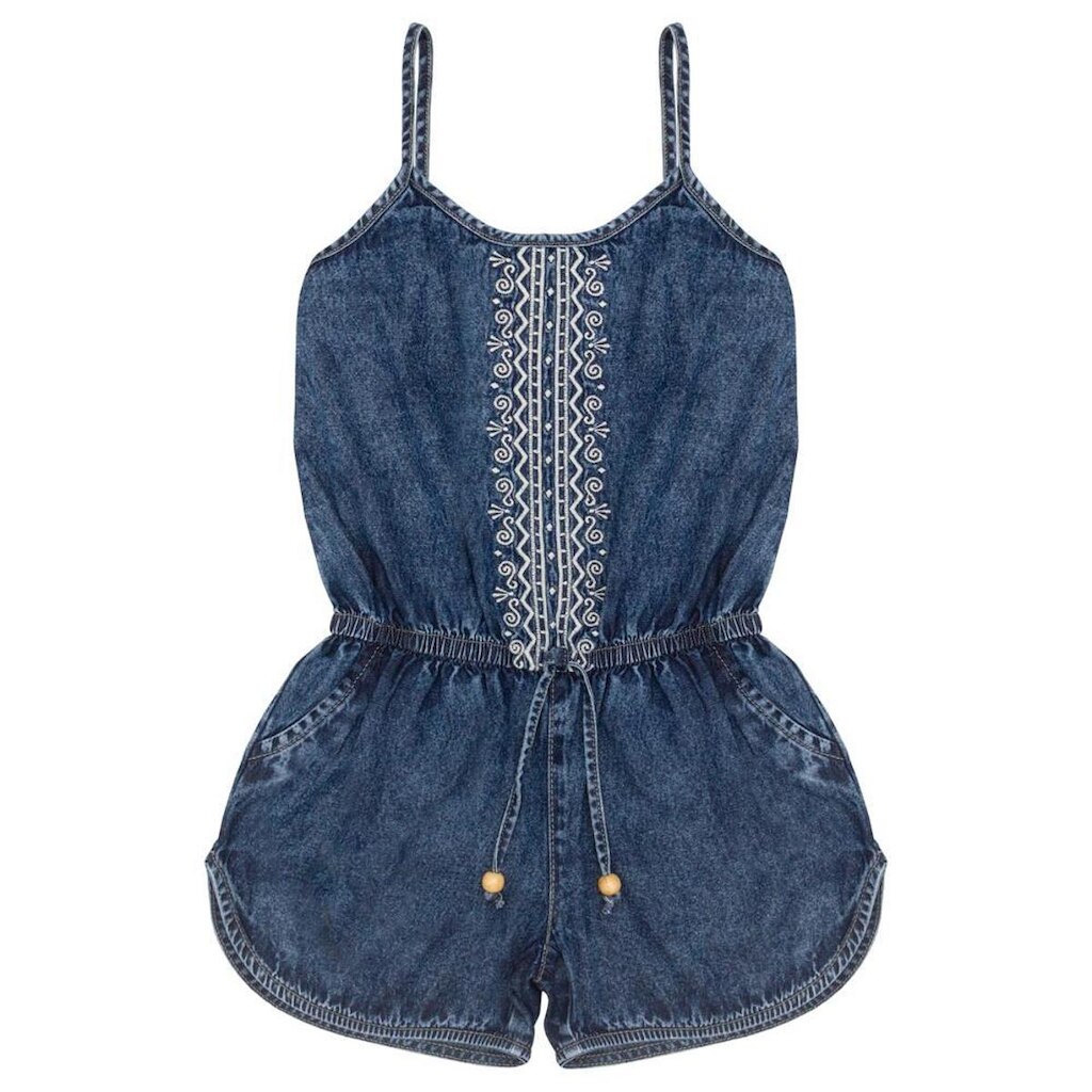Macacão Juvenil Look Jeans Short Jeans - UNICA - 14