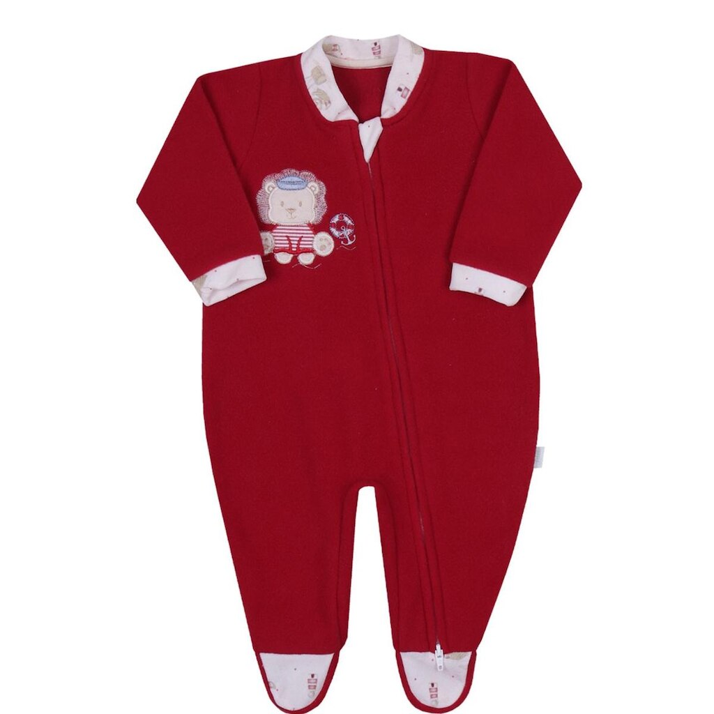 Macacão Longo Bebê Soft Bordado Vermelho Letut