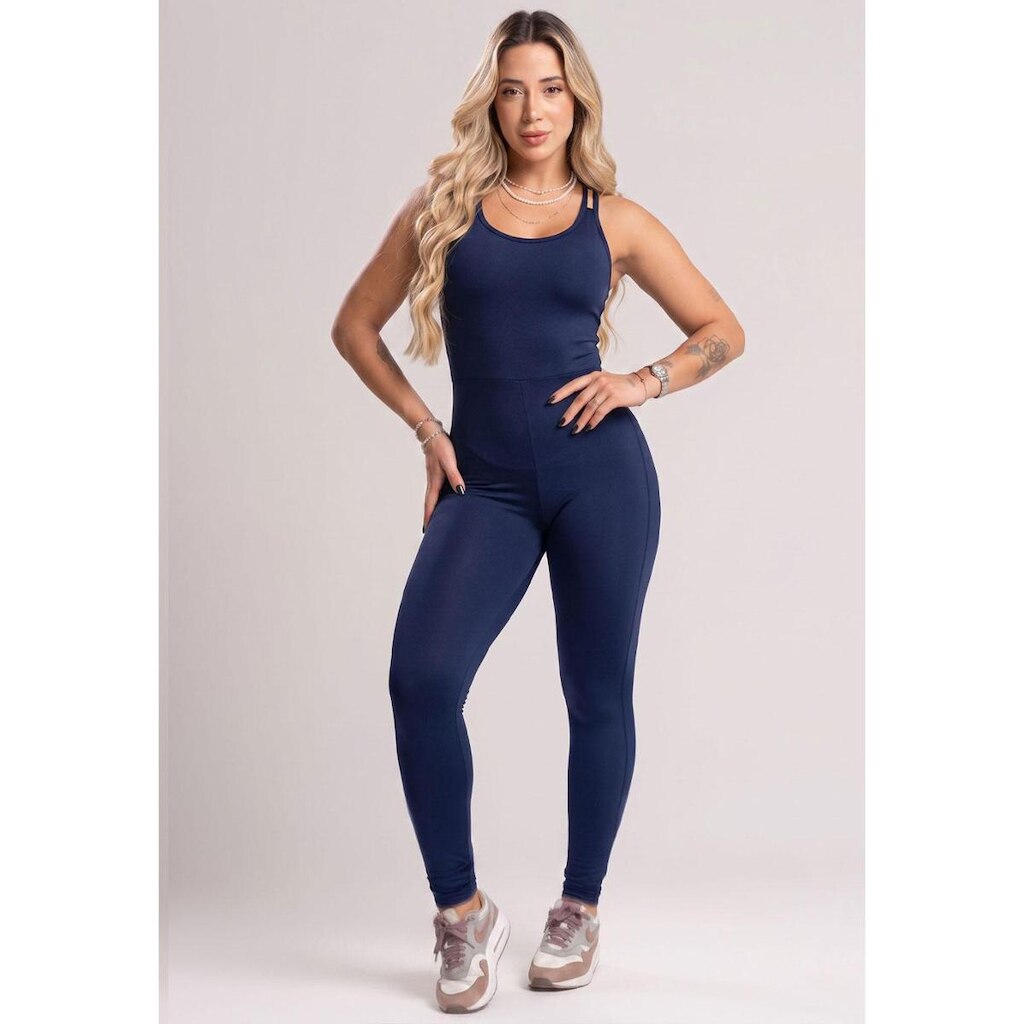 Macacão Longo Cruzado Costa Nua Blackout Qualidade Zero Transparencia Macaquinho Fitness Mvb Modas