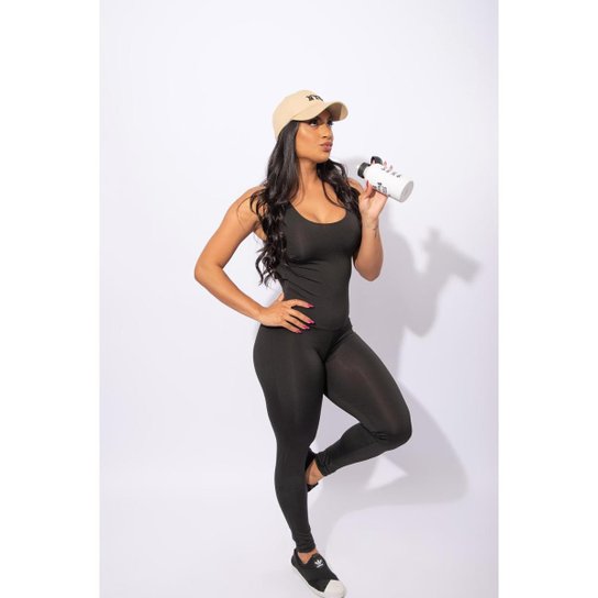 Macacão Longo Liso Sem Bojo Fitness Roupa Para Academia - Preto Menor preço em Macacão Longo Liso Sem Bojo Fitness Roupa Para Academia - Preto