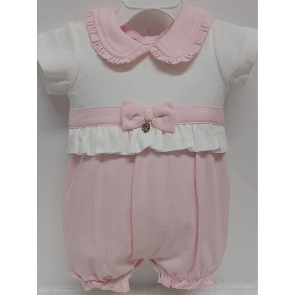 Macacão Malha Luxo Algodão Bebê Menina Babado Lessababy 9367