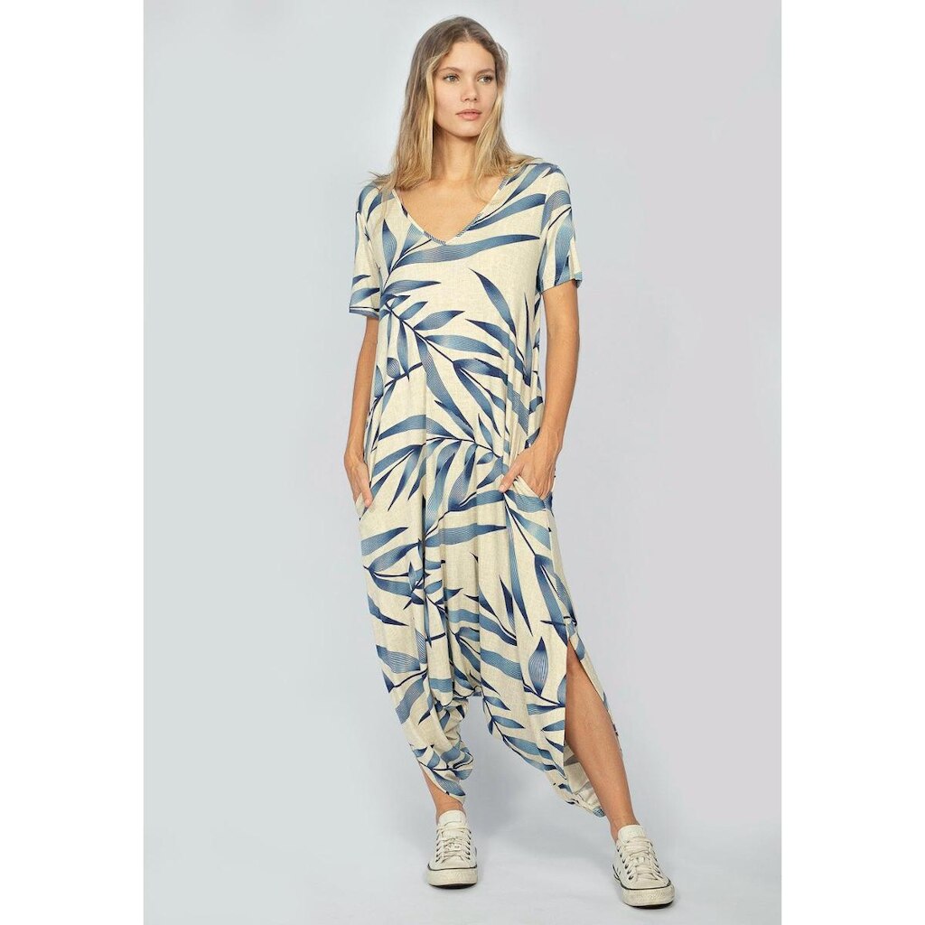 Macacão Saruel Amazonia Vital Malha Pantacourt com Manga Bambu Azul
