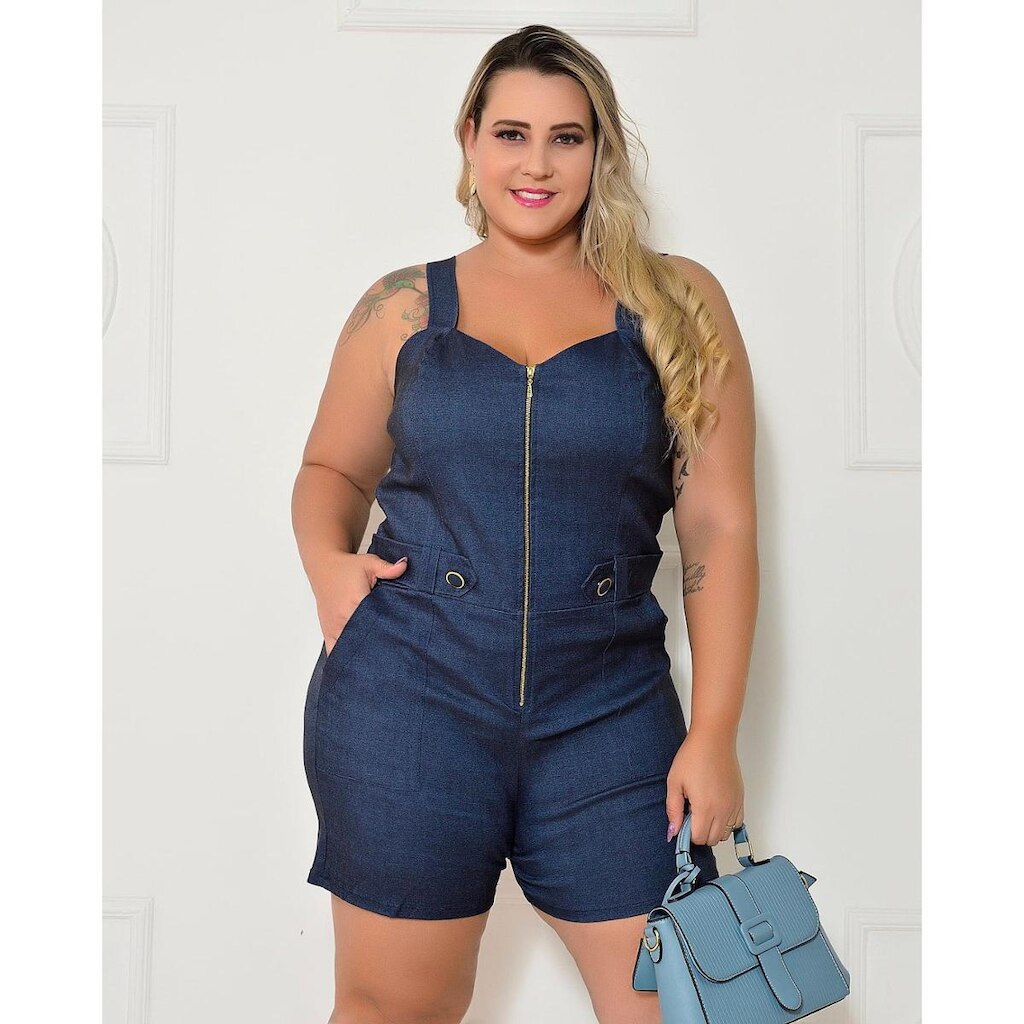 Macaquinho Alfaiataria Em Bengaline Plus Size