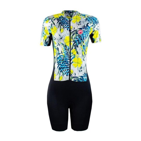 Macaquinho Ciclismo Feminino Barbedo Solimões - Branco+Preto
