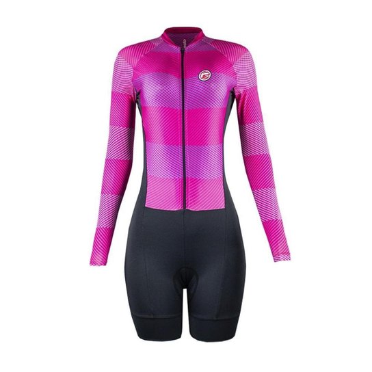 Macaquinho Ciclismo Manga Longa Feminino Barbedo Moselle - Rosa