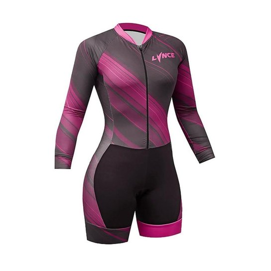 Macaquinho Ciclismo Manga Longa Feminino Lynce Curves Power - Roxo Menor preço em Macaquinho Ciclismo Manga Longa Feminino Lynce Curves Power - Roxo