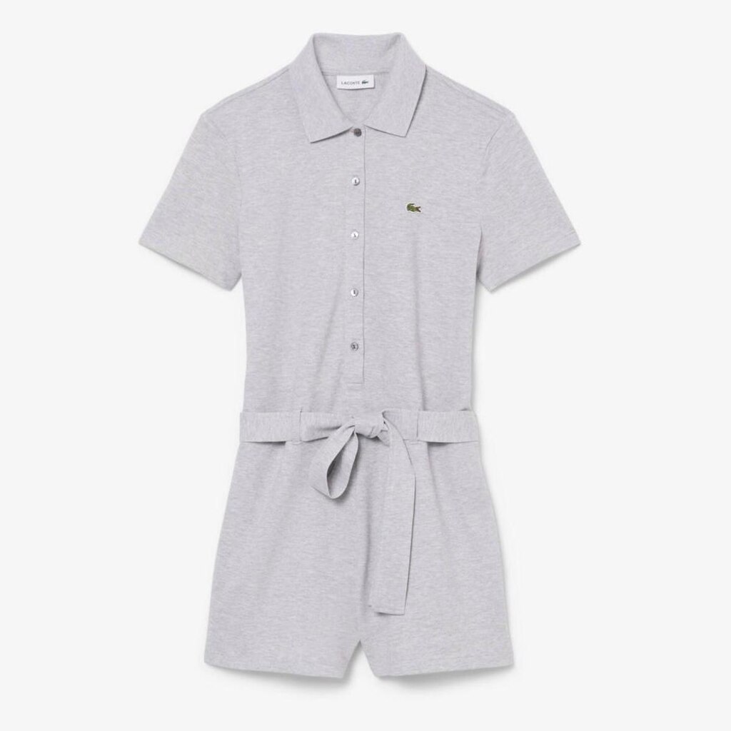 Macaquinho Lacoste Em Piqué Stretch Com Gola Polo Feminino