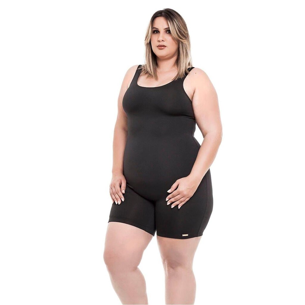 Macaquinho Natação Light Plus Size Preto