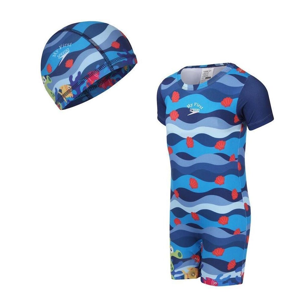 Macaquinho Speedo De Natação E Touca Infantil UV50