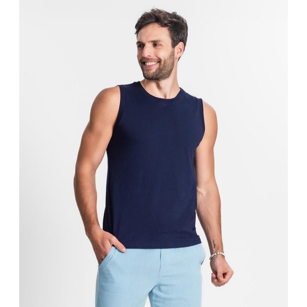 Machão Masculino Básico Meia Malha Diametro Azul