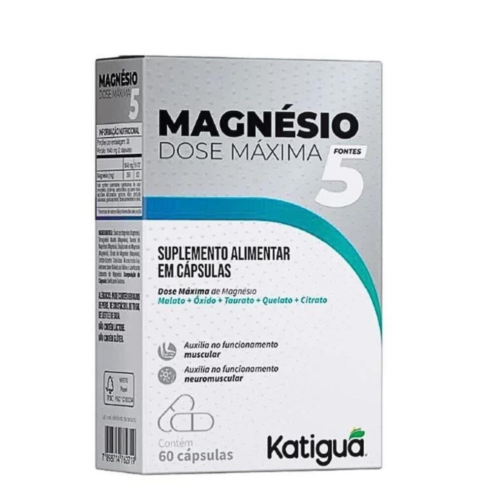 Magnésio 5 Dose Máxima - 60 Cápsulas - Katiguá