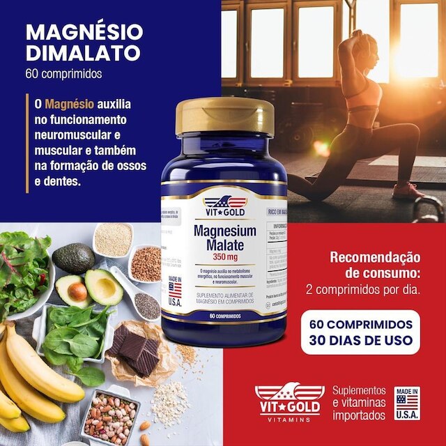 Magnesio Dimalato 350mg Vitgold 60 Comp