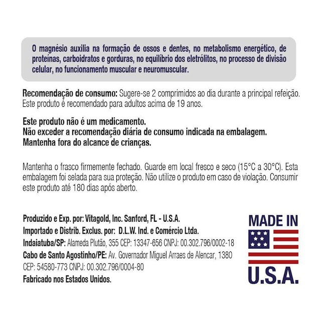 Magnesio Dimalato 350mg Vitgold 60 Comp