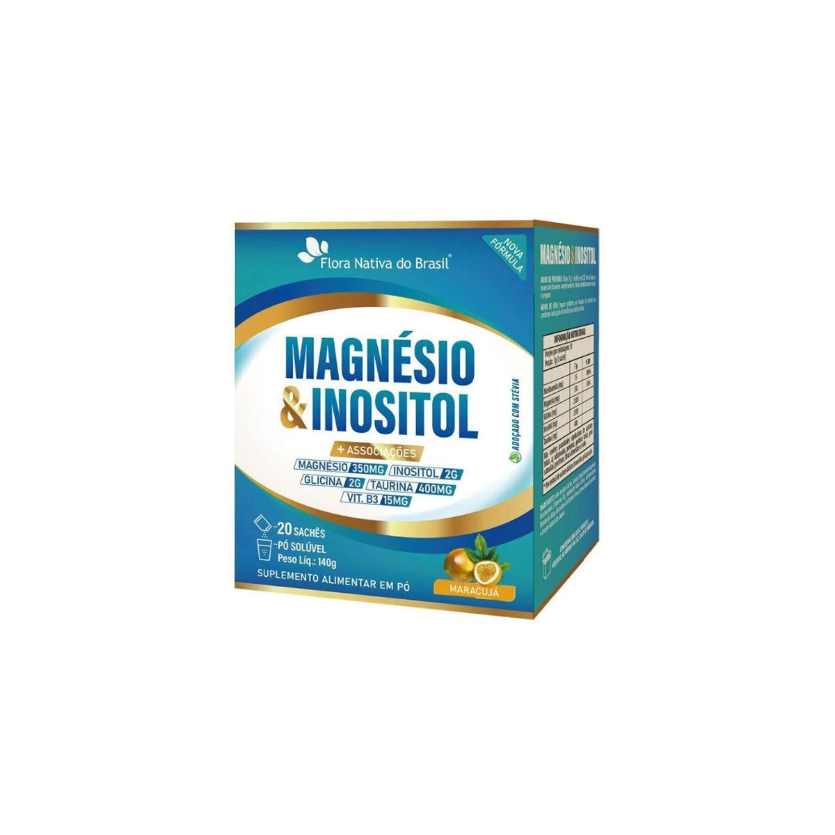 Magnésio e Inositol + Associações Sabor Maracujá 20 sachês Flora Nativa do Brasil
