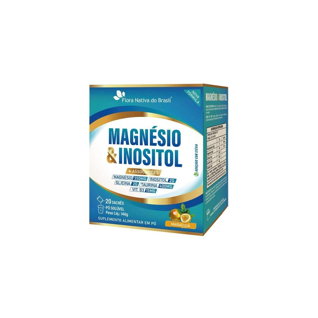 Magnésio e Inositol + Associações Sabor Maracujá 20 sachês Flora Nativa do Brasil