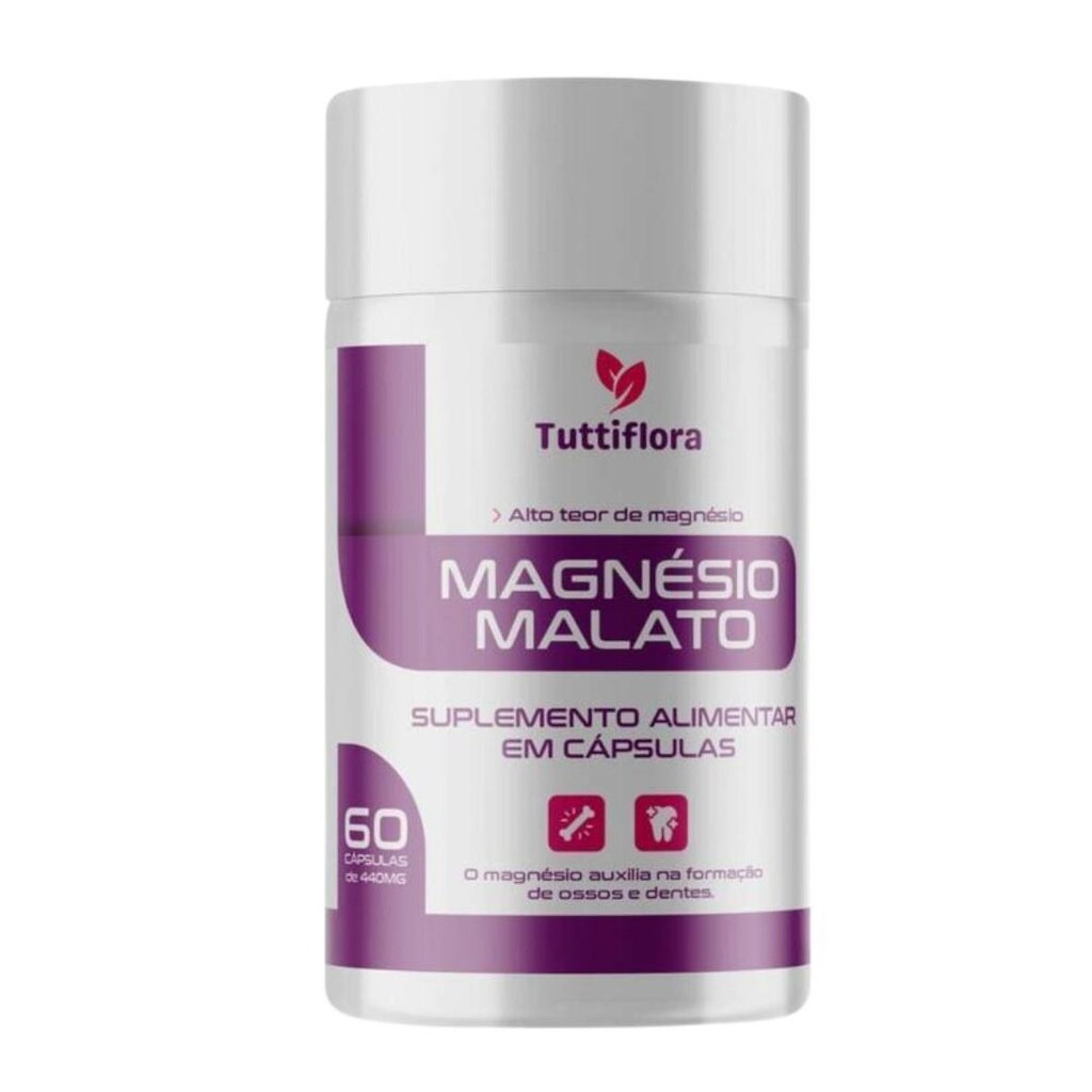 Magnésio Malato Premium 60 Cápsulas de 500mg Tuttiflora