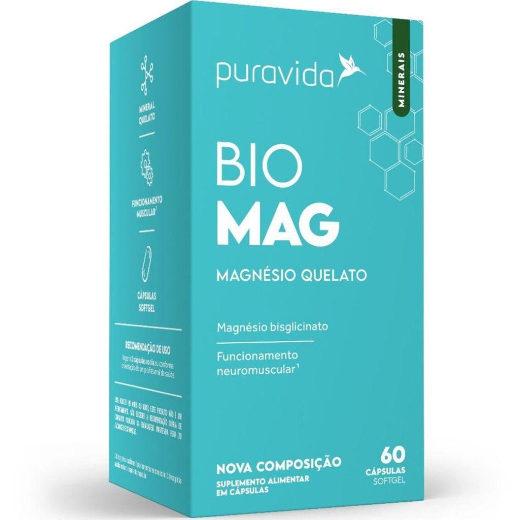Magnesio Quelato Bio Mag 60 Caps - PuraVida