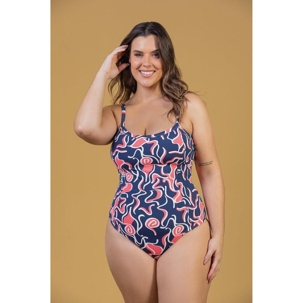 Maiô Alças Fixas Estampado Plus Size