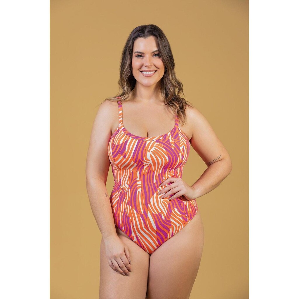 Maiô Alças Fixas Estampado Plus Size