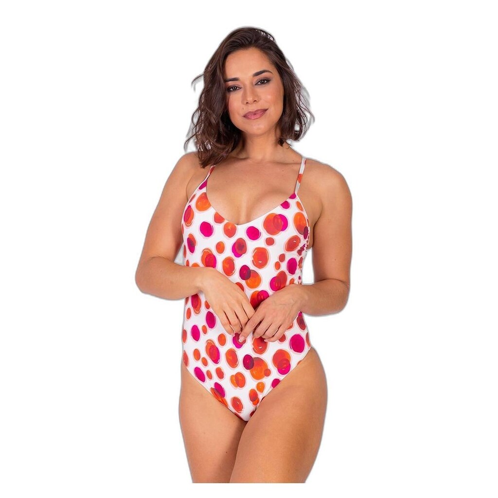 Maiô Areia Branca Bio Doha Estampado Vermelho