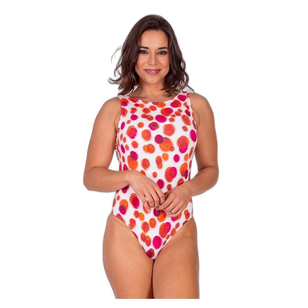 Maiô Areia Branca Bio Mônaco Estampado Vermelho