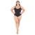 Maiô Body Plus Size Canelado com Recort e Alças Finas Reguláveis Preto - Preto