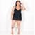 Maiô Body Plus Size Frente Única com Bojo e Saída de Praia Embutida Preto - Preto