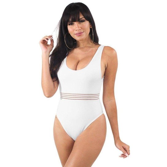 Maiô Body Regata GR Esporte Com Detalhe Feminino - Branco Menor preço em Maiô Body Regata GR Esporte Com Detalhe Feminino - Branco
