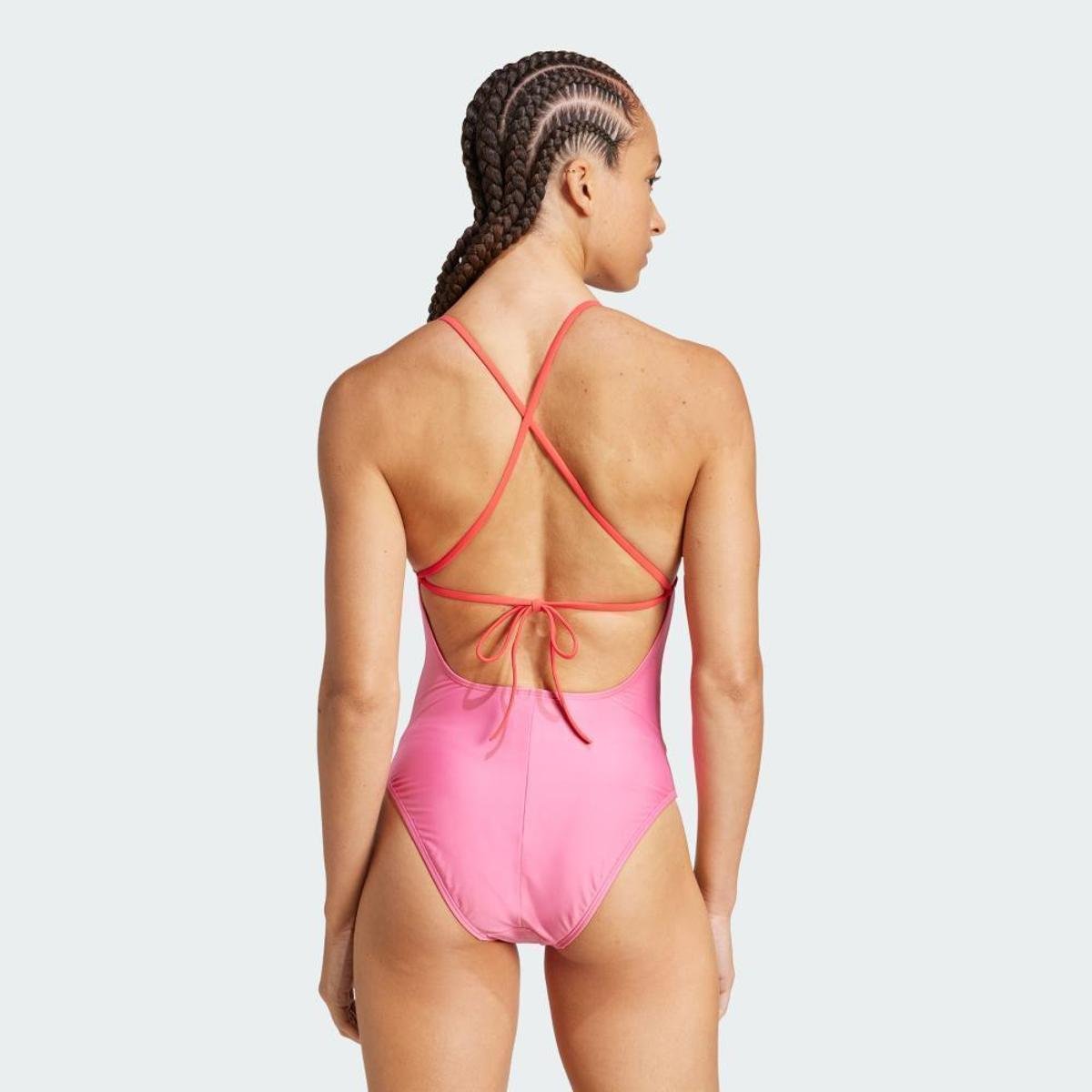 Maiô Colorblock X-Back Acolchoado Adidas Feminino - Rosa+Vermelho