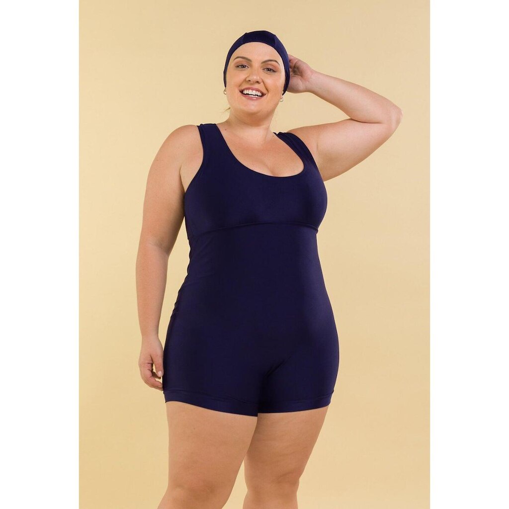 Maiô de Perninha Lycra com Bojo Removível Azul Marinho