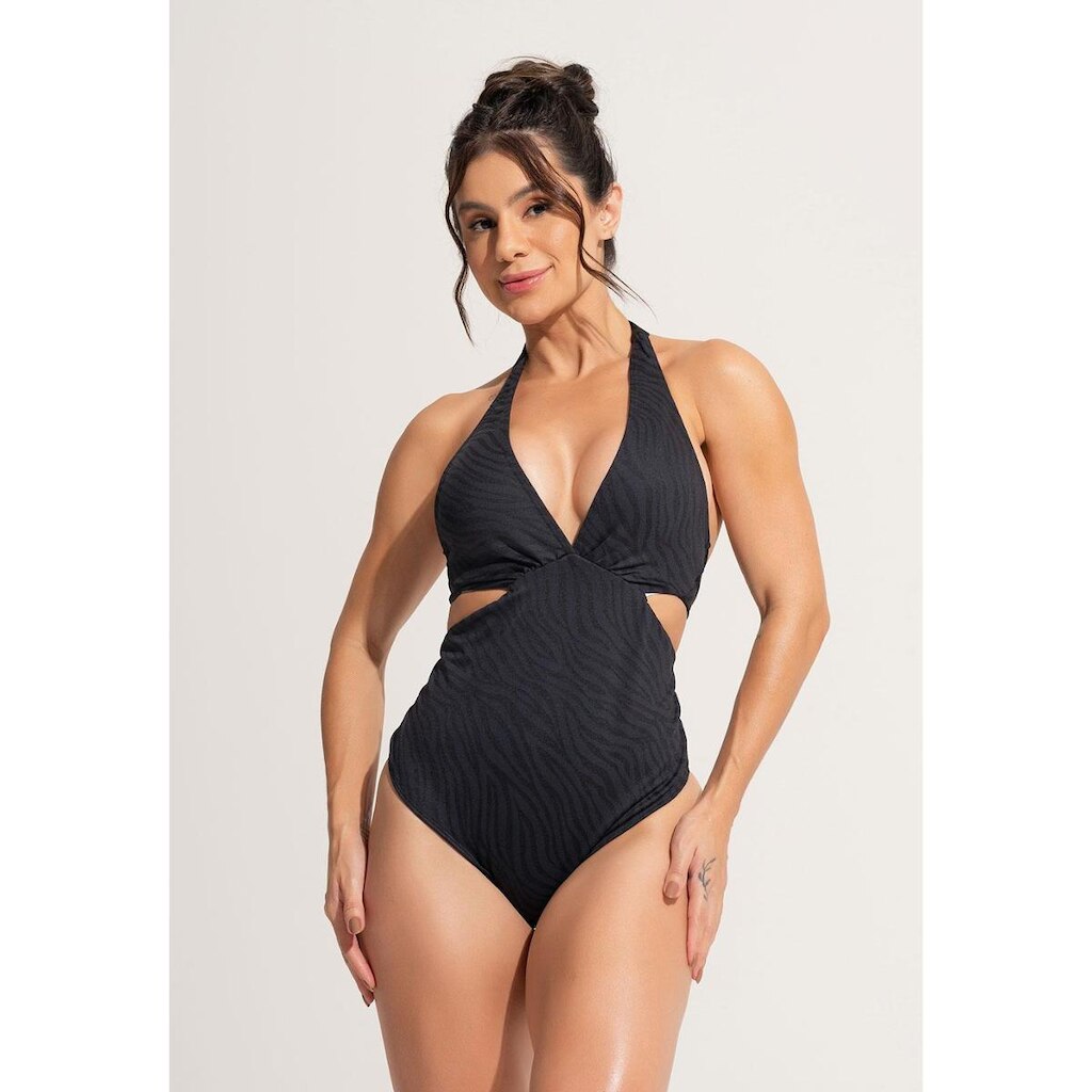 Maiô Engana Mamãe Hot Pants Decote Cavado Jacquard MVB Modas