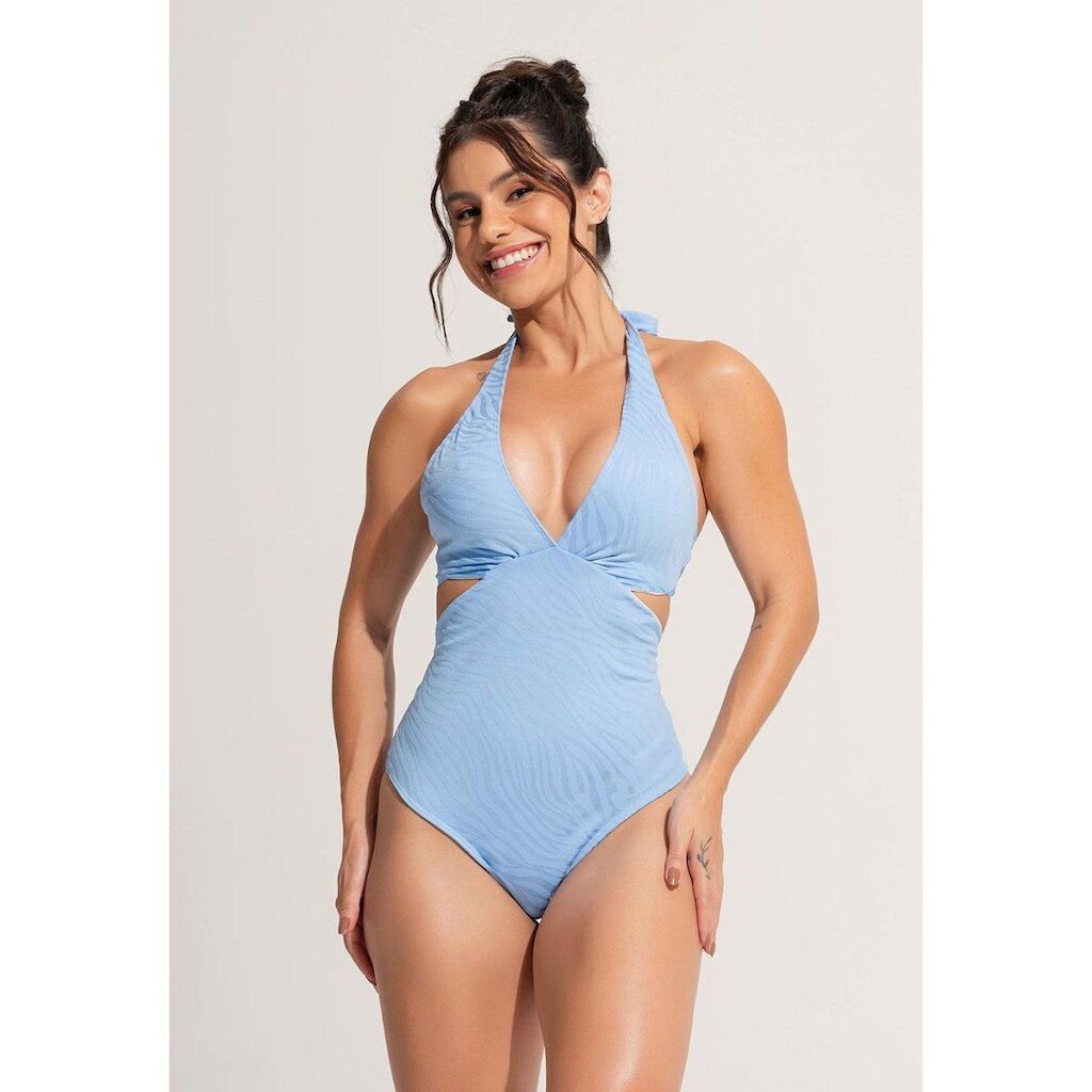 Maiô Engana Mamãe Hot Pants Decote Cavado Jacquard MVB Modas